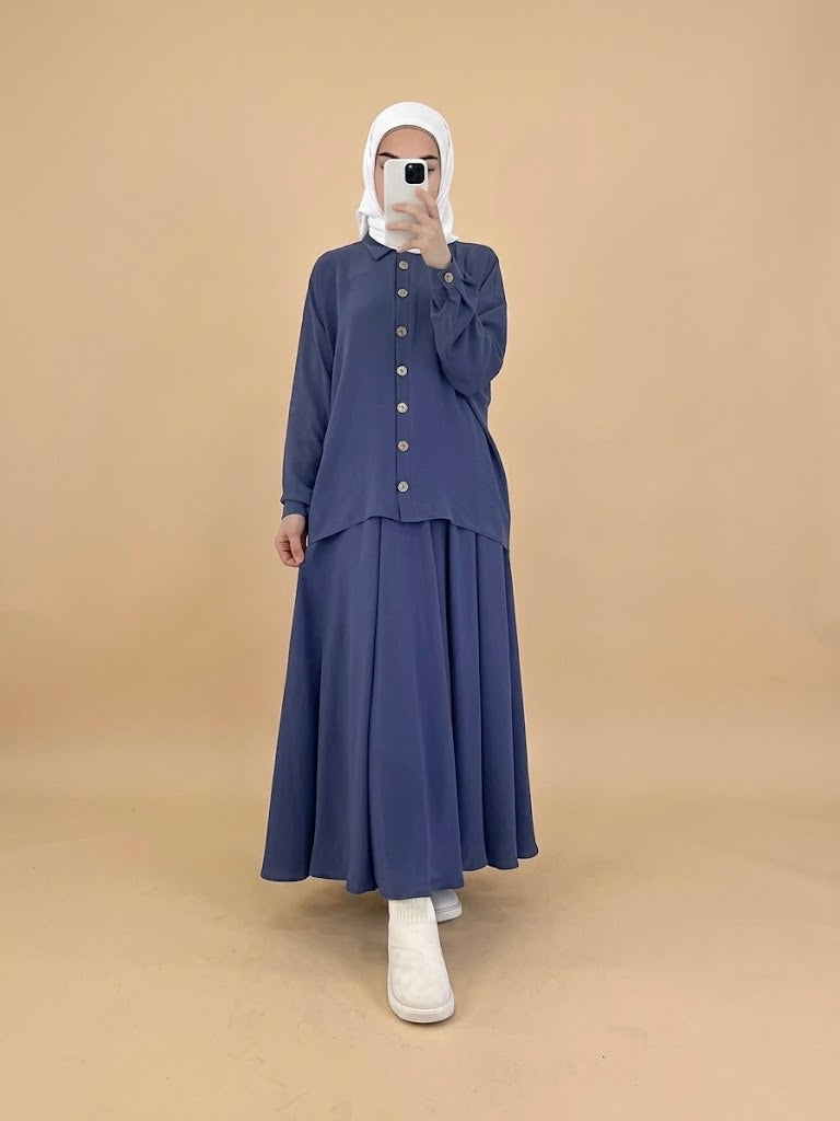 Jahanara Long Sleeve Shirt and Skirts Set (2 Colors)