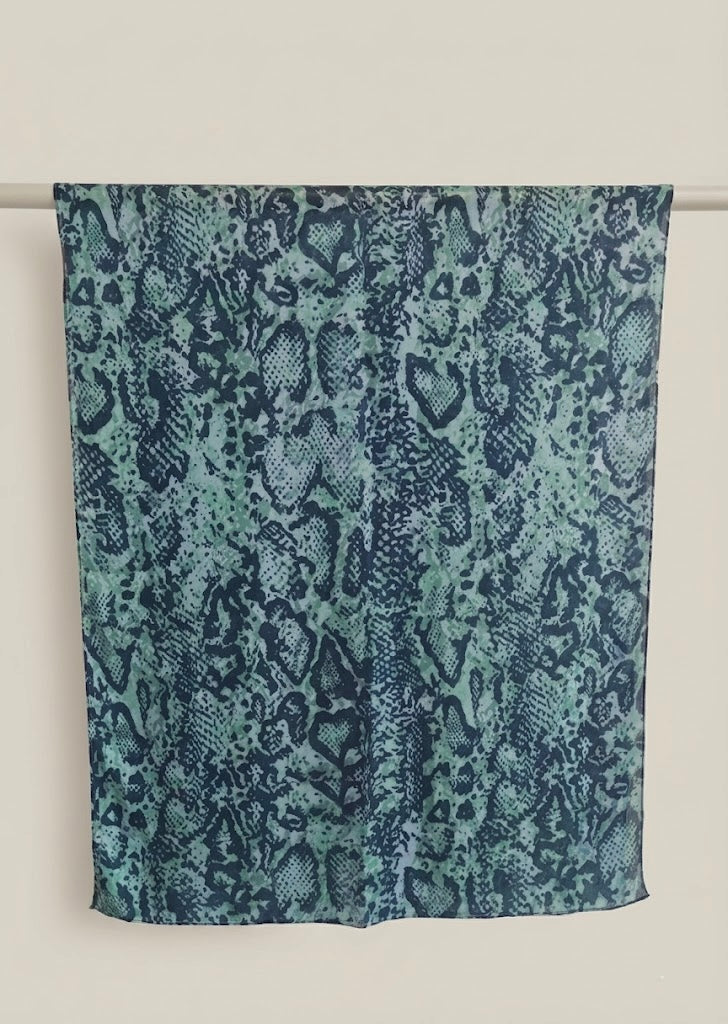 Snake print Modal Hijab- Sea Green