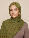Olive Berry Polka dot Soft Modal Hijab