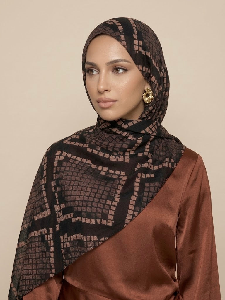 Cocoa Mosaic Modal Hijab