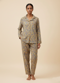 Ayla Leaf Print Cotton Pajama Set (2 Colors)