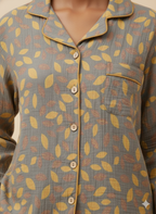 Ayla Leaf Print Cotton Pajama Set (2 Colors)