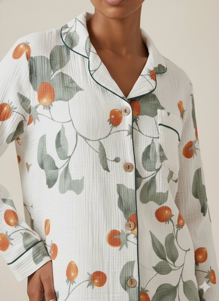 Orange blossom cotton PJ set