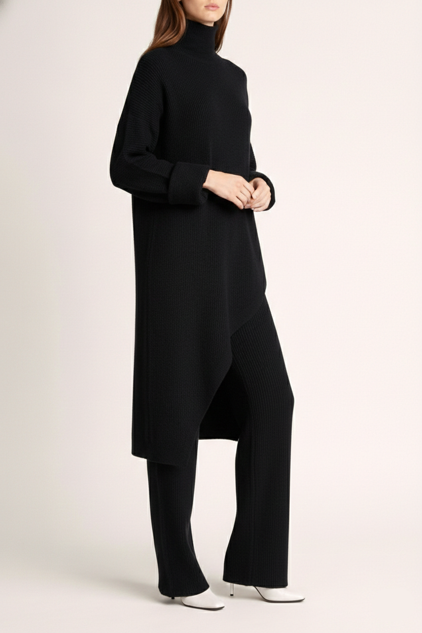 Badiyah Asymmetrical Knit Two-Piece Set (3 Colors)