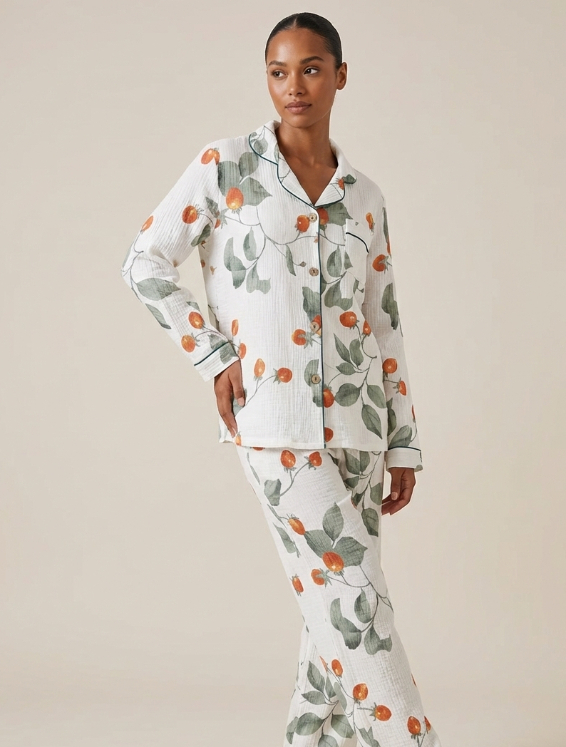 Orange blossom cotton PJ set