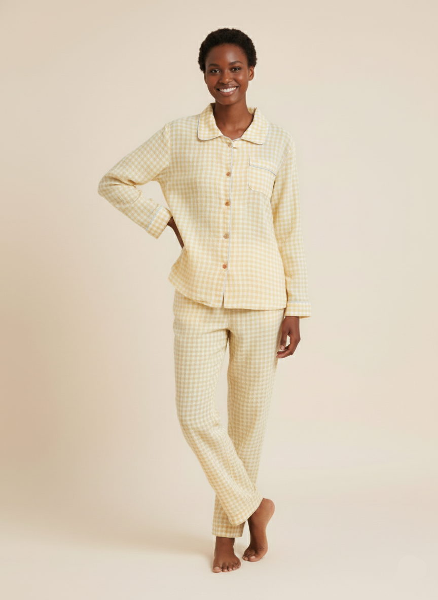 Soft Gingham Cotton Lounge Set