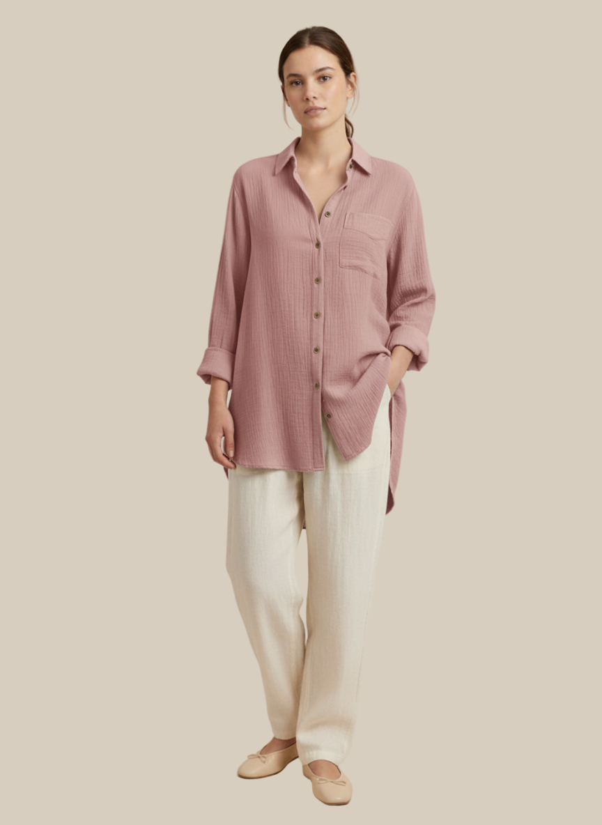 Ghizlan Cotton modest tunic shirt - Everyday Light shirt