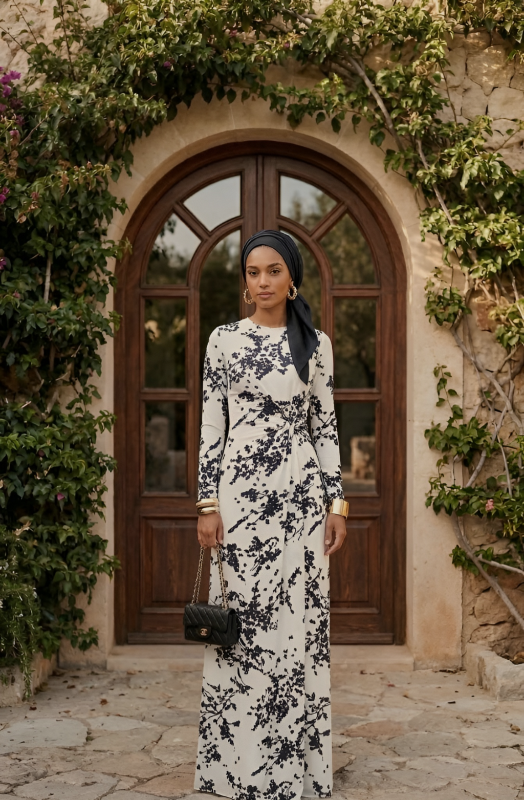 Ashwaq Floral Printed Mesh Maxi Dress (no inner)