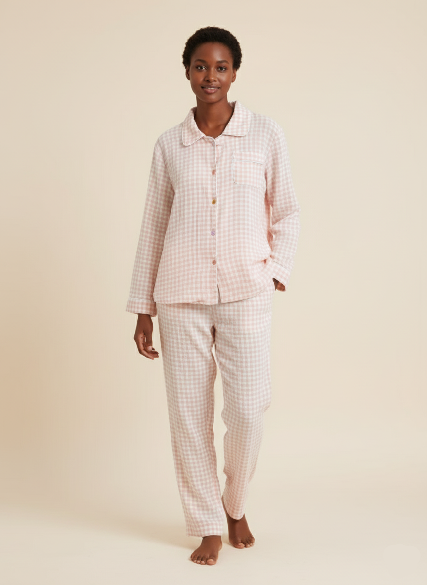 Soft Gingham Cotton Lounge Set