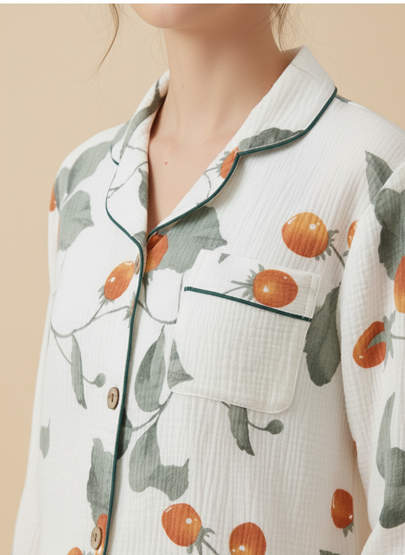 Orange blossom cotton PJ set