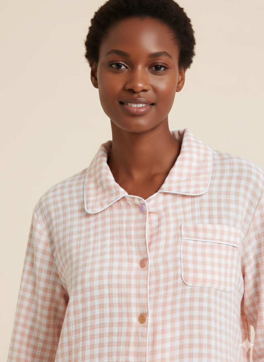 Soft Gingham Cotton Lounge Set