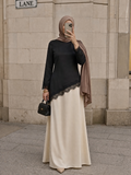 Ayala Top Lace Trim Long Sleeve Satin Top
