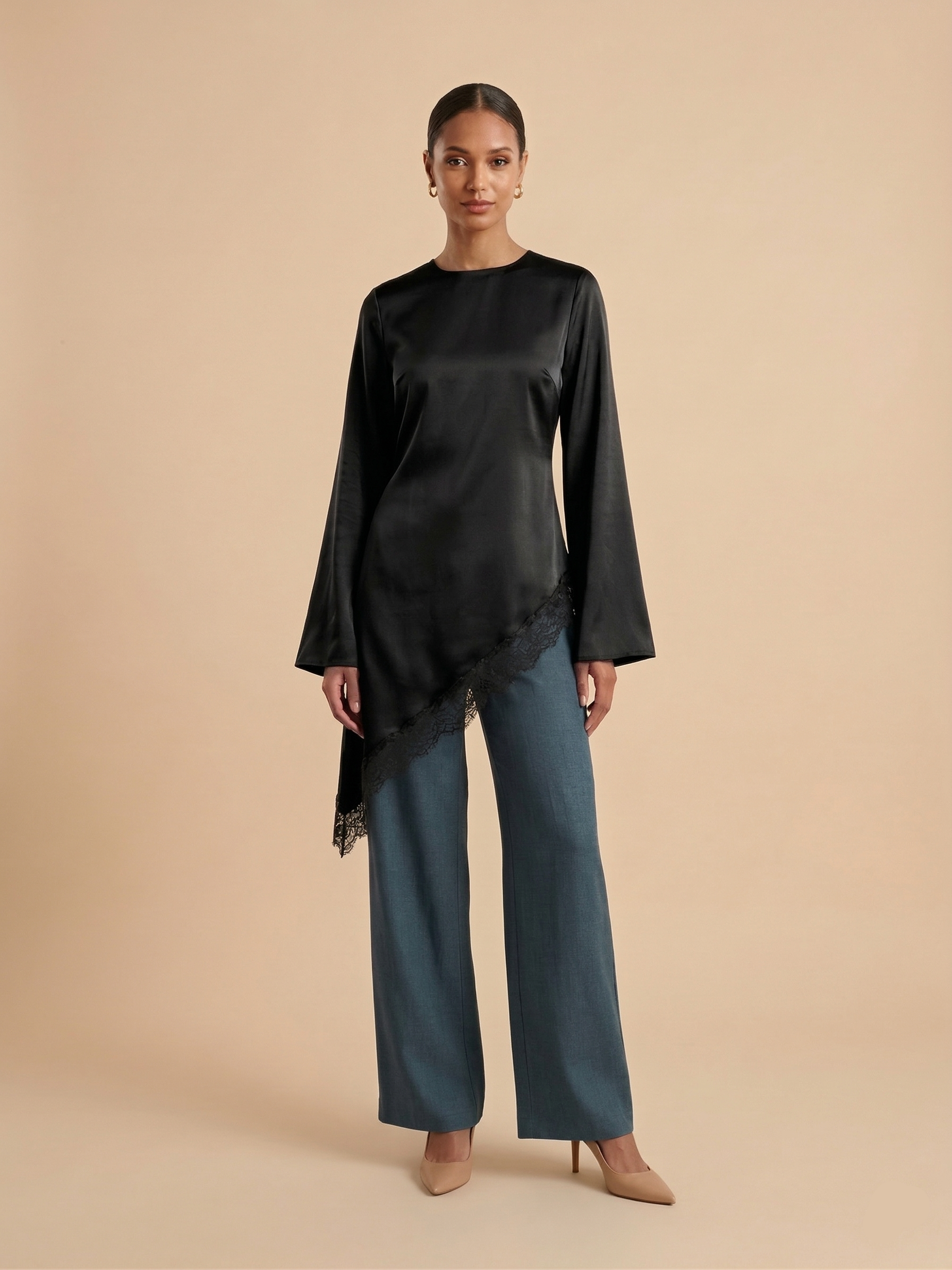 Astra Asymmetric Lace Tunic Top (2 Colors)