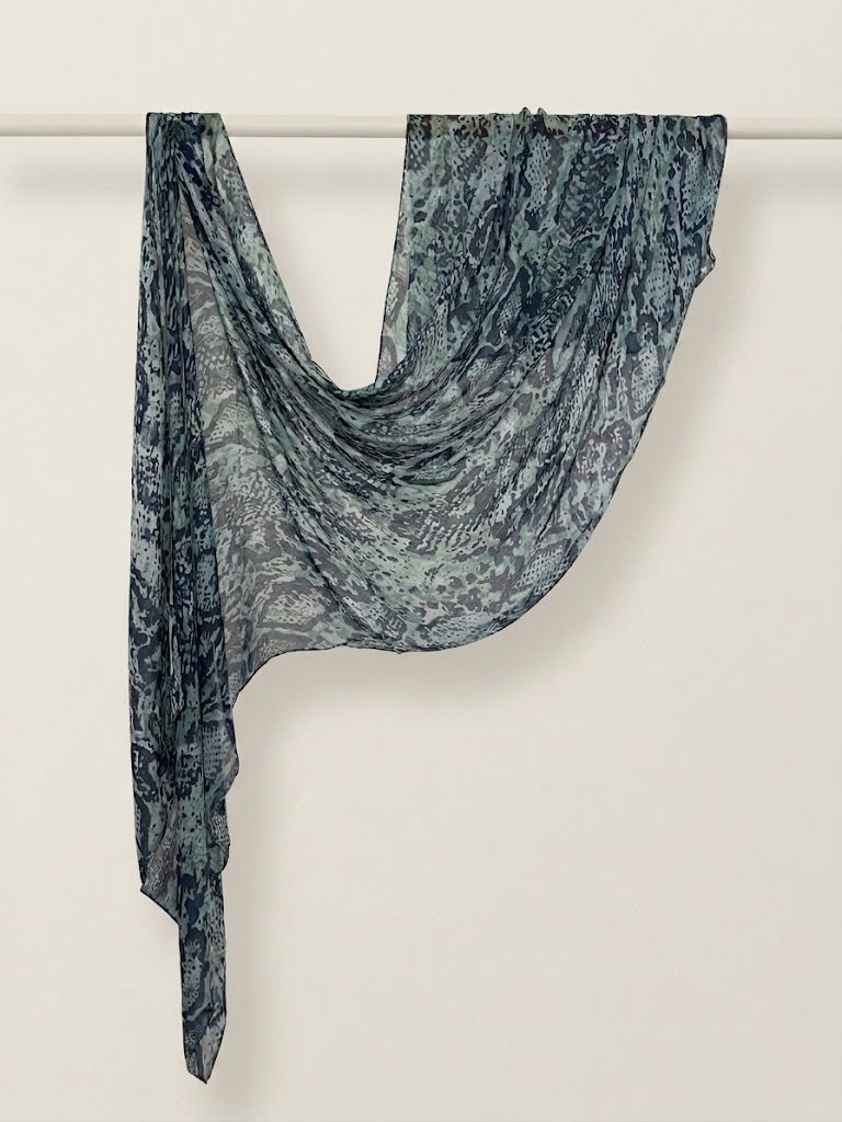 Snake print Modal Hijab- Sea Green