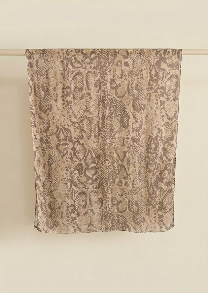 Snake print Modal Hijab - Muddy brown