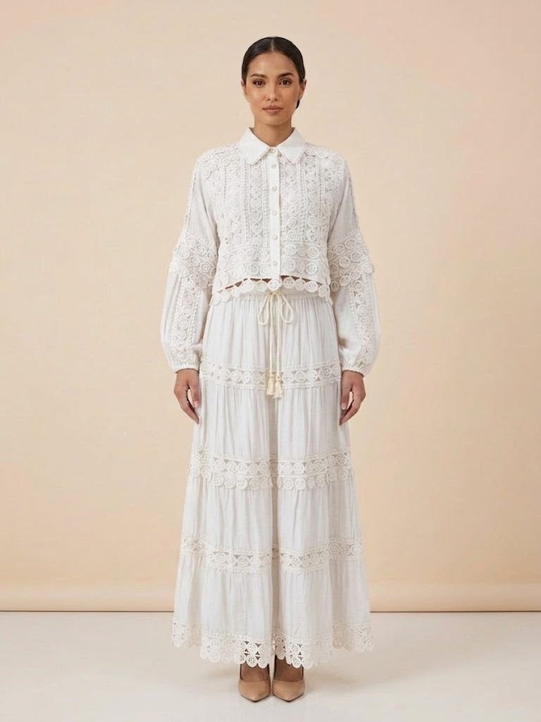 Anoosha Lace Crop Top & Skirt Set (3 Colors)