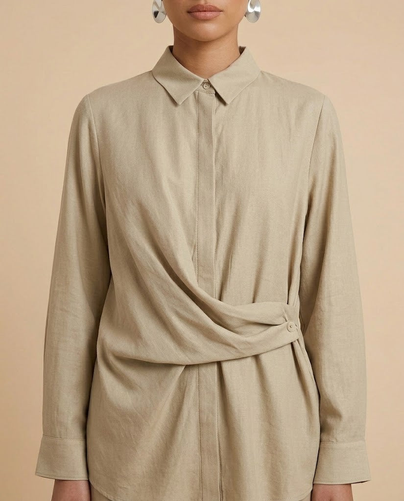 Zoreed Twisted Wrap Shirt & Wide-Leg pants set