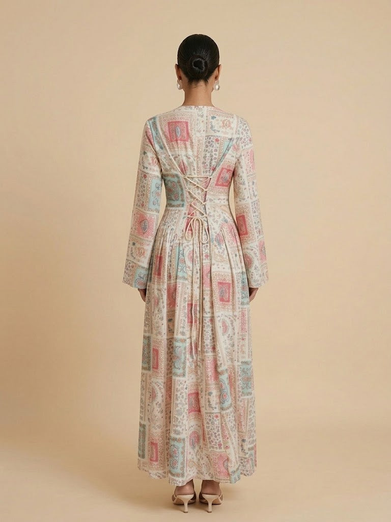 Jamia Lace-Up Cotton Dress(2 Colors)