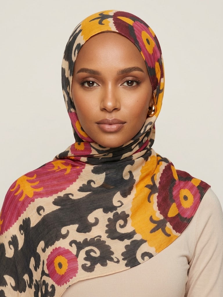 Saffron Suzani Modal Hijab
