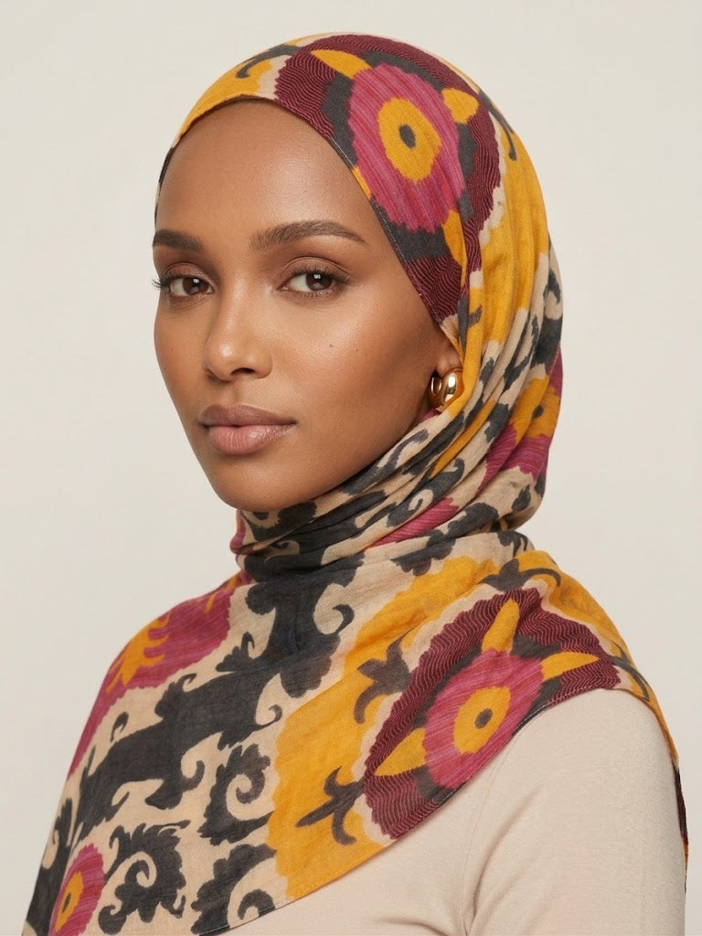 Saffron Suzani Modal Hijab