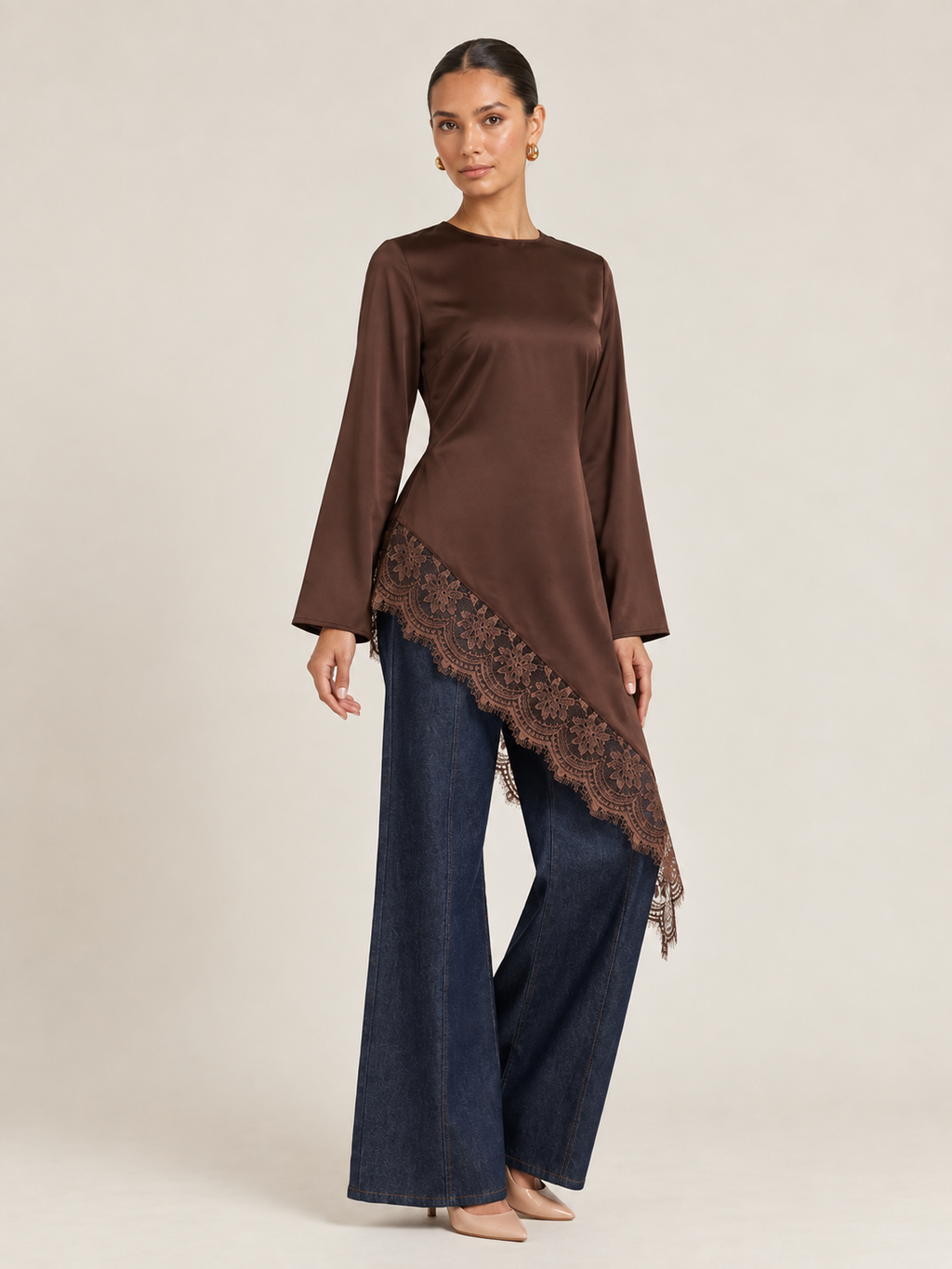 Awatif Wide Lace Asymmetric Tunic (4 colors)