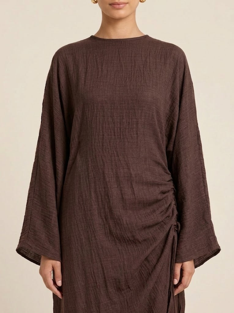 Muzaina Ruched Inner tie Tunic & Wide-Leg Co-ord Set
