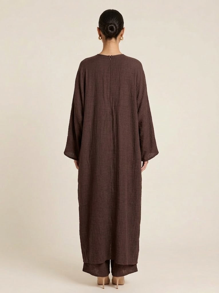 Muzaina Ruched Inner tie Tunic & Wide-Leg Co-ord Set