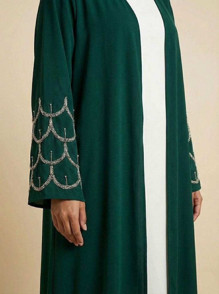 Inas Scalloped Beadwork Luxe abaya (2 Colors)
