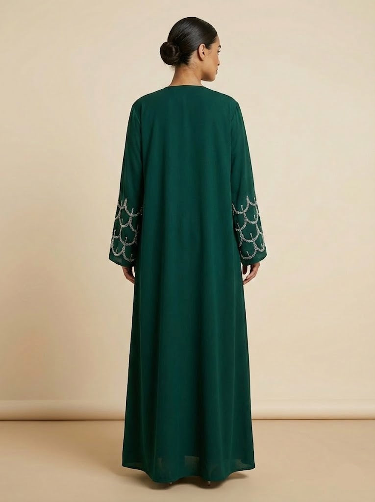 Inas Scalloped Beadwork Luxe abaya (2 Colors)