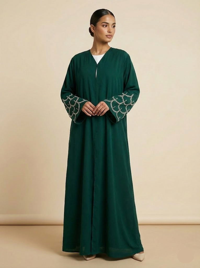 Inas Scalloped Beadwork Luxe abaya (2 Colors)