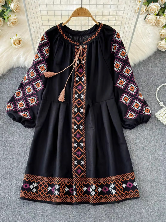 Alisha embroidery tunic dress (3 Colors)