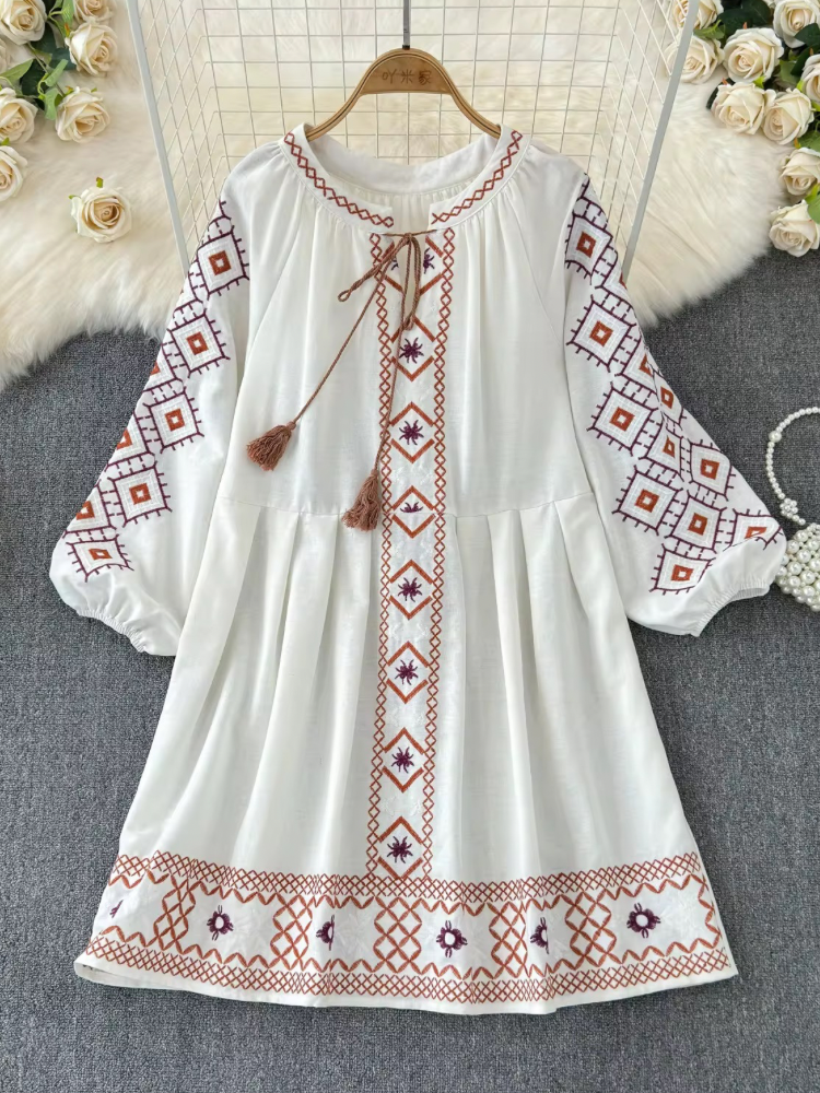 Alisha embroidery tunic dress (3 Colors)