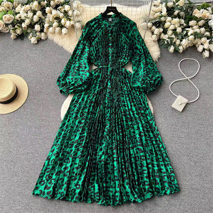 Animal print pleated dress