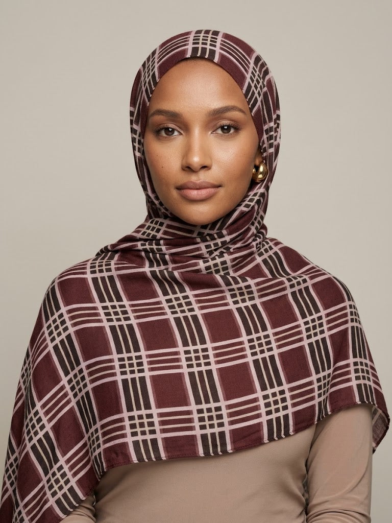 Mocha Grid Modal Hijab