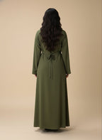 Maznah Satin Button Long top and skirt Two Piece Set