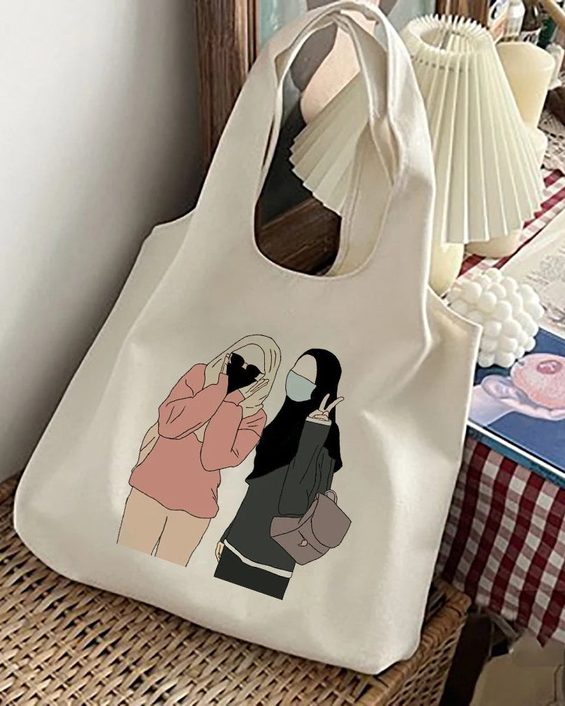 Hijabi Girl Print Tote Bag