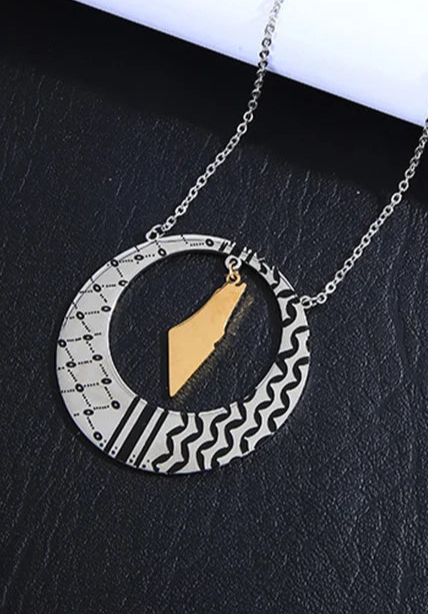 Kufiya Pattern Map Pendant Necklaces (2 colors)