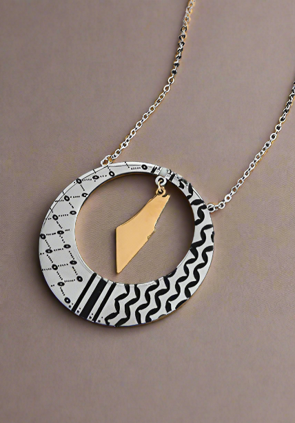 Kufiya Pattern Map Pendant Necklaces (2 colors)