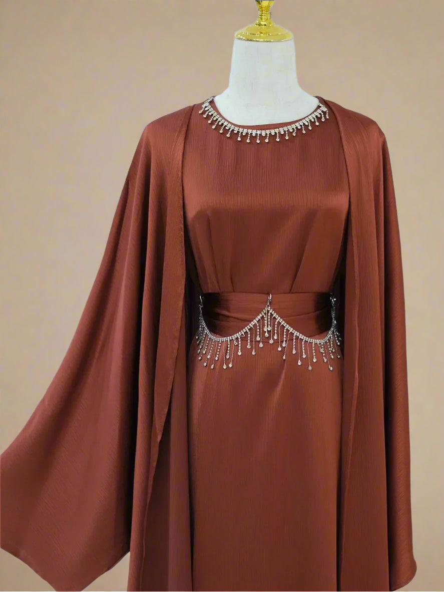 Isla Kaftan abaya set with stone chains (9 Colors)