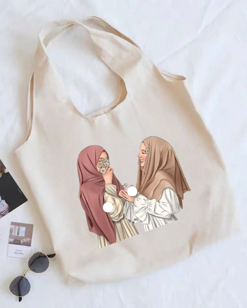 Hijabi Girl Print Tote Bag