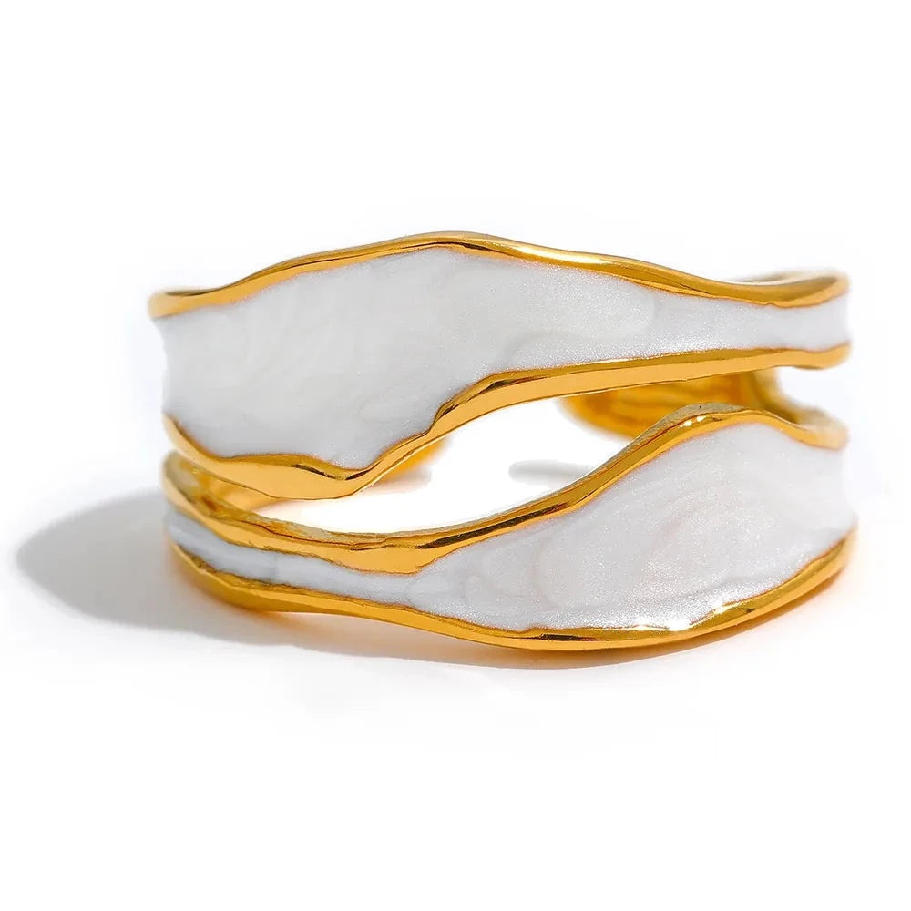 Kendall White Enamel open Ring