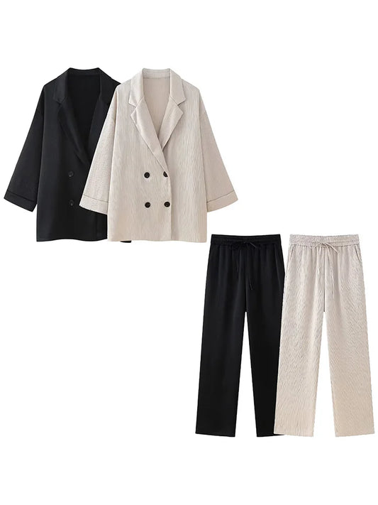 Morgan Solid Blazer & Trousers(4 Colors)