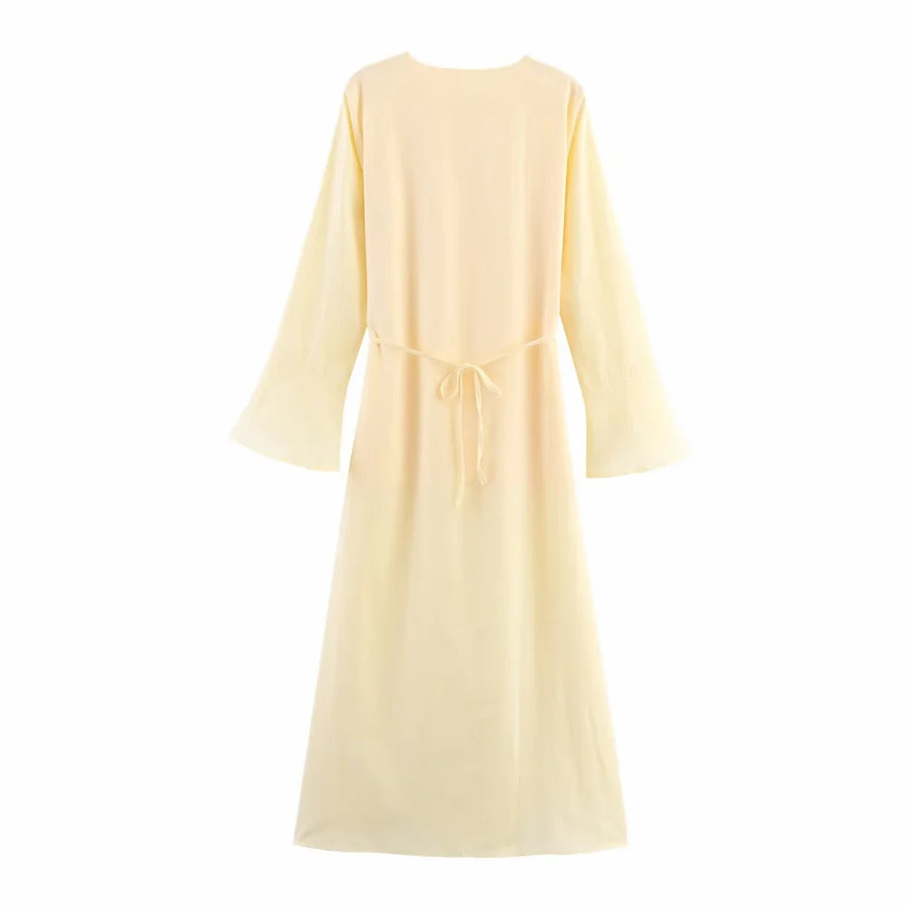 Hanam linen-look long top with slits