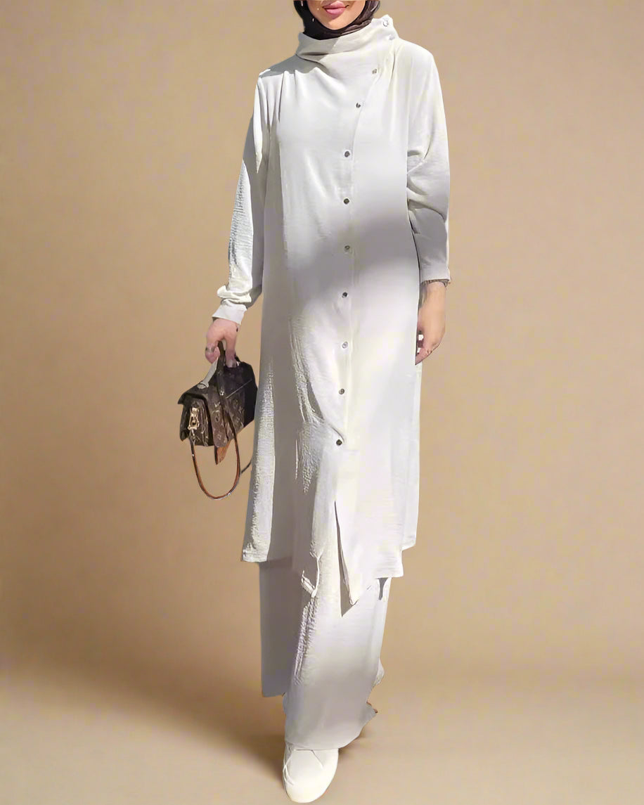 Kinza long tunic top with pants 2 piece set (3 Colors)