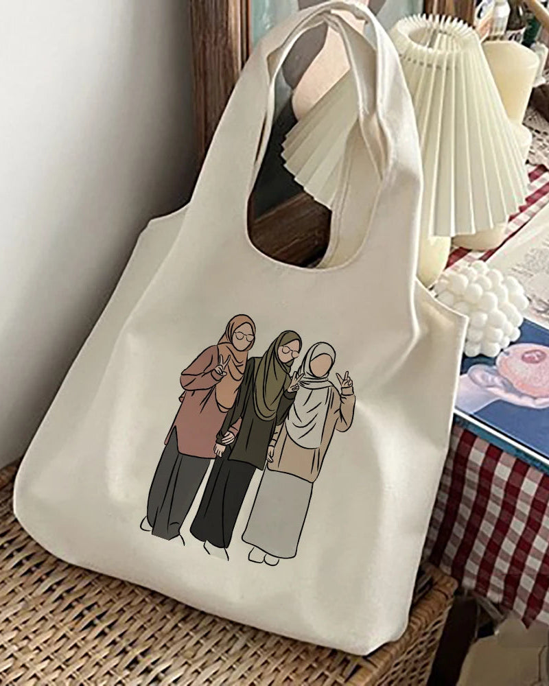 Hijabi Girl Print Tote Bag