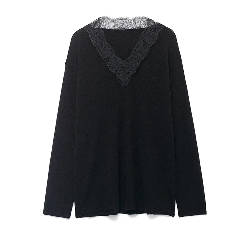 Noor Lace Trim Knit Top (2 Colors)