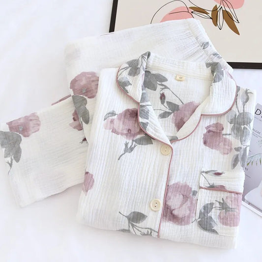 Purple fog rose cotton crepe Pajama set