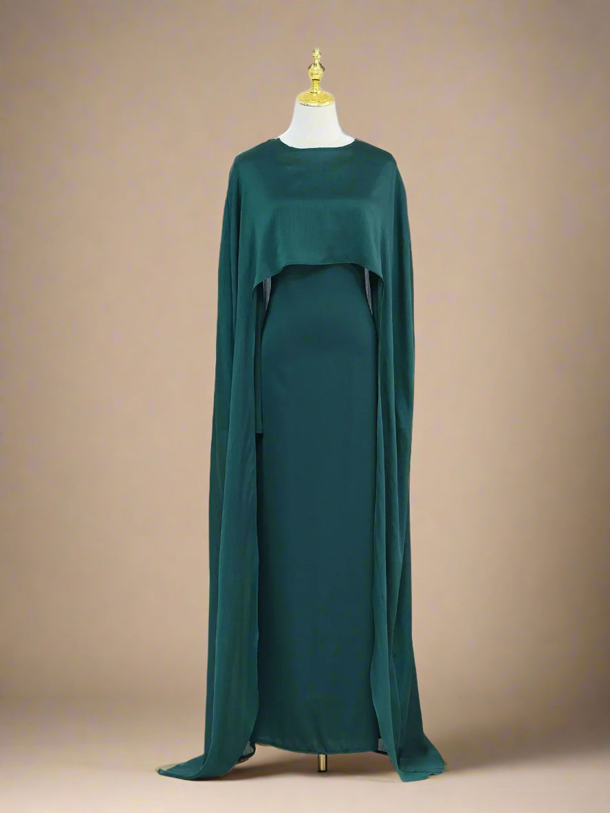 Azizah back tie dress with cape