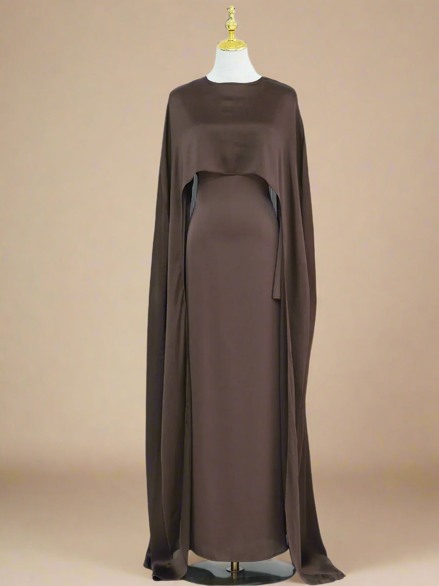 Azizah back tie dress with cape