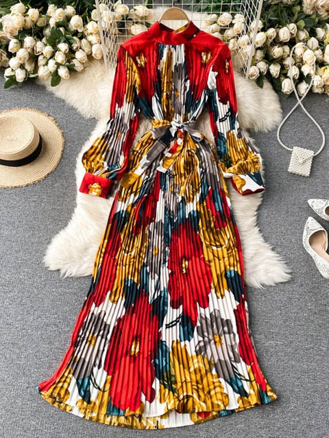 Long Pleated Dress(6 Colors)